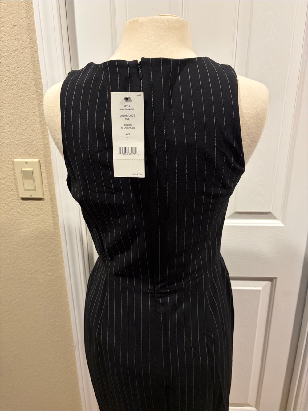 DKNY Black Pinstripe Midi Dress size 6 new with tags - Picture 10 of 10